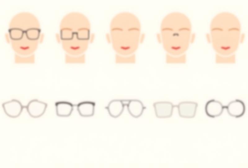 様々な顔の形と推奨されるフレームスタイルを示すイラスト